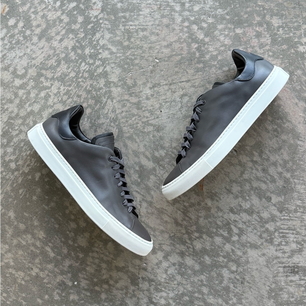 Goodman Brand Edge Low Top Sneakers Leather Size 8 Made in Italy Gray White